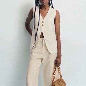 DL1961 Zia Cream linen Sleeveless Vest